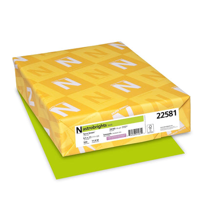 Neenah Astrobrights - Papel de color de alta calidad, 22 libras, 8.5 x 11 pulgadas, 500 hojas, verde terra (22581)