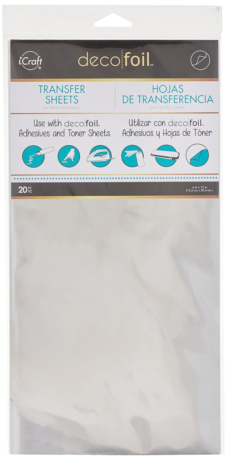 iCraft Deco Foil Transfer Sheets, 6" x 12", Silver, 20 Piece