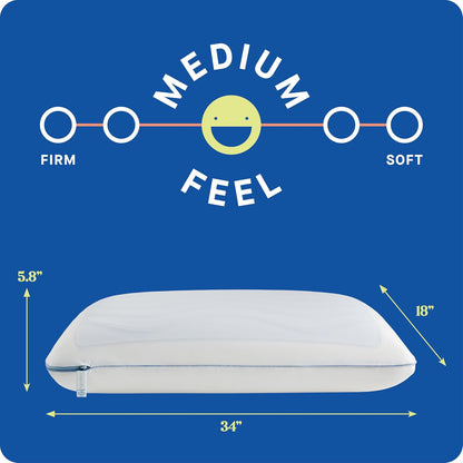 SEALY Dreamlife Almohada refrescante de Espuma viscoelástica tamaño King con Gel de refrigeración SealyChill, Funda extraíble Lavable a máquina, Fabricada en los Estados Unidos, Color Blanco