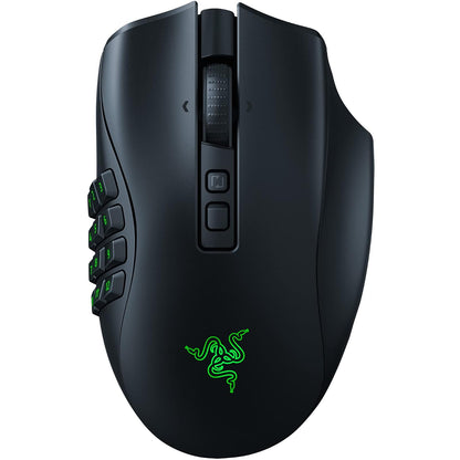 Razer Naga V2 Pro - Mouse Gamer Inalámbrico MMO | 19+1 botones programables con 3 placas laterales intercambiables, rueda HyperScroll Pro, sensor óptico Focus Pro 30K