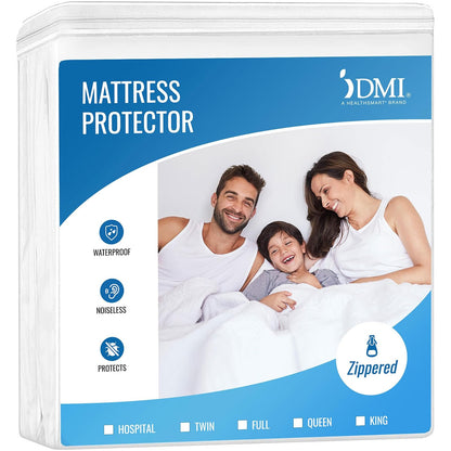 DMI Zippered Plastic Mattress Protector, Waterproof Mattress Cover, Full Size, White