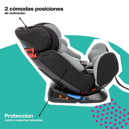 Cosco Autoasiento Progress con arnés de 5 puntos, protectores de hombro y entrepierna. Protección contra impacto lateral. Para orientación en contra y a favor de la marcha, ajustable en 9 posiciones y 2 de reclinación