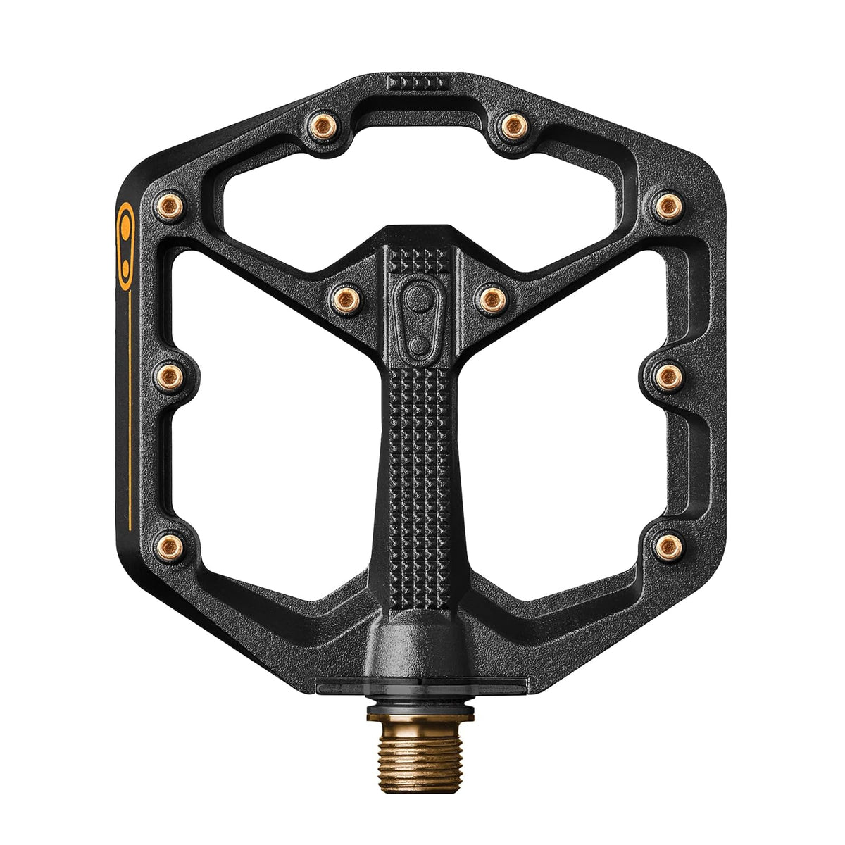 Crankbrothers Stamp Flat BMX/MTB Bike Pedal - Platform Bicycle Pedal, Minimal Profile, Adjustable Grip - Sello 11 - CH - Negro y Dorado