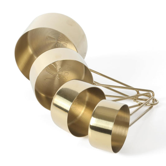 Martha Stewart Richburn Juego de 4 tazas medidoras de acero inoxidable dorado