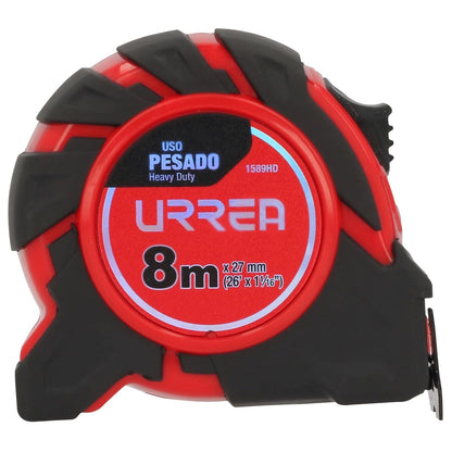 Urrea 1586HD Flexómetro Heavy Duty con Hoja de Acero (5 m u 8 m) - 8 m