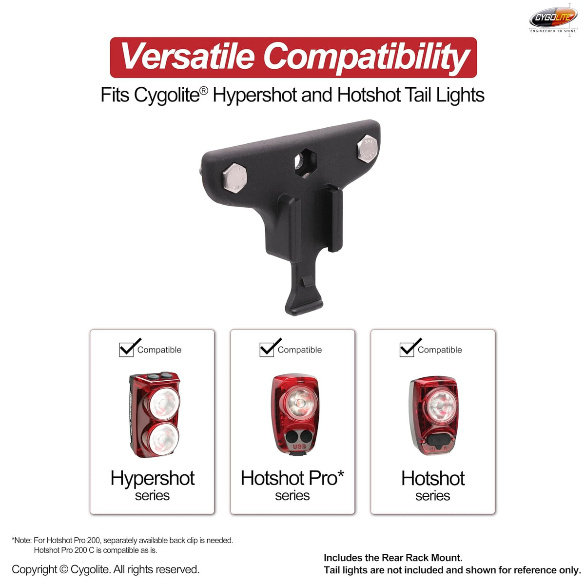 Cygolite - Soporte de luz Trasera para Luces traseras de Bicicleta Hypershot, Hotshot Pro y Hotshot Series con Soportes Duros (Montaje Original) pequeño
