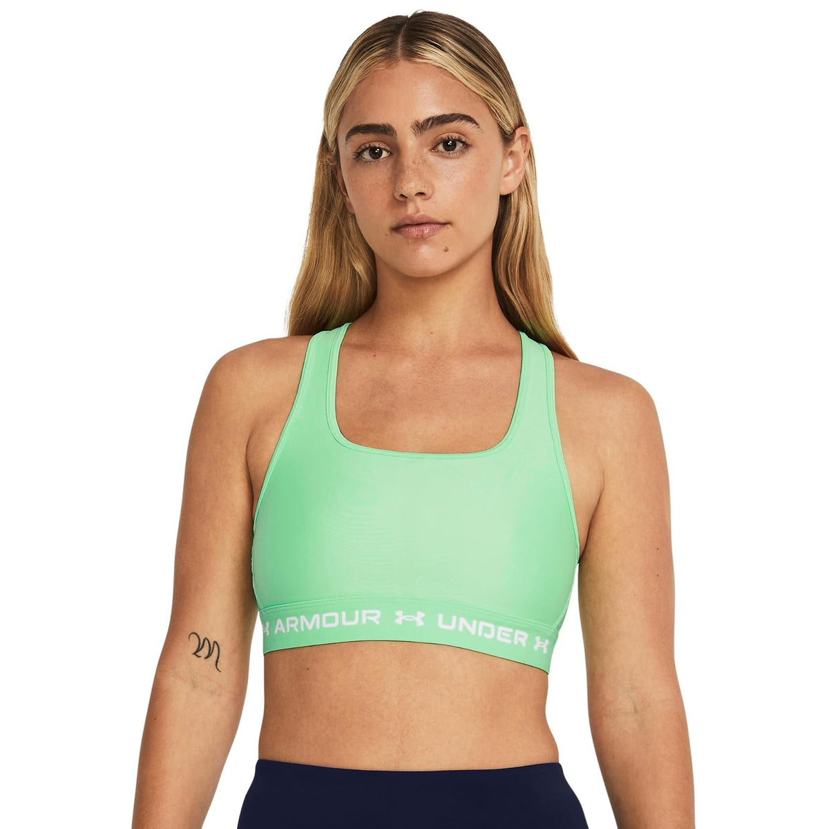 Under Armour Sports Bra de Entrenamiento Crossback Mid para Mujer - (350) Matrix Green - Matrix Green - White - XS