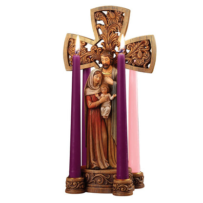 Avalon Gallery Portavelas de Adviento de Resina Esculpida - 1-Piece - Cruz de la Sagrada Familia