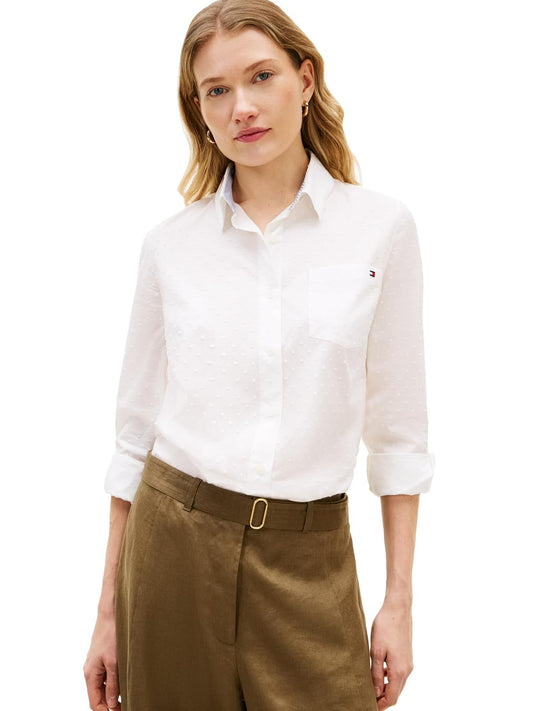 Tommy Hilfiger - Camisa de Manga Larga con Botones para Mujer