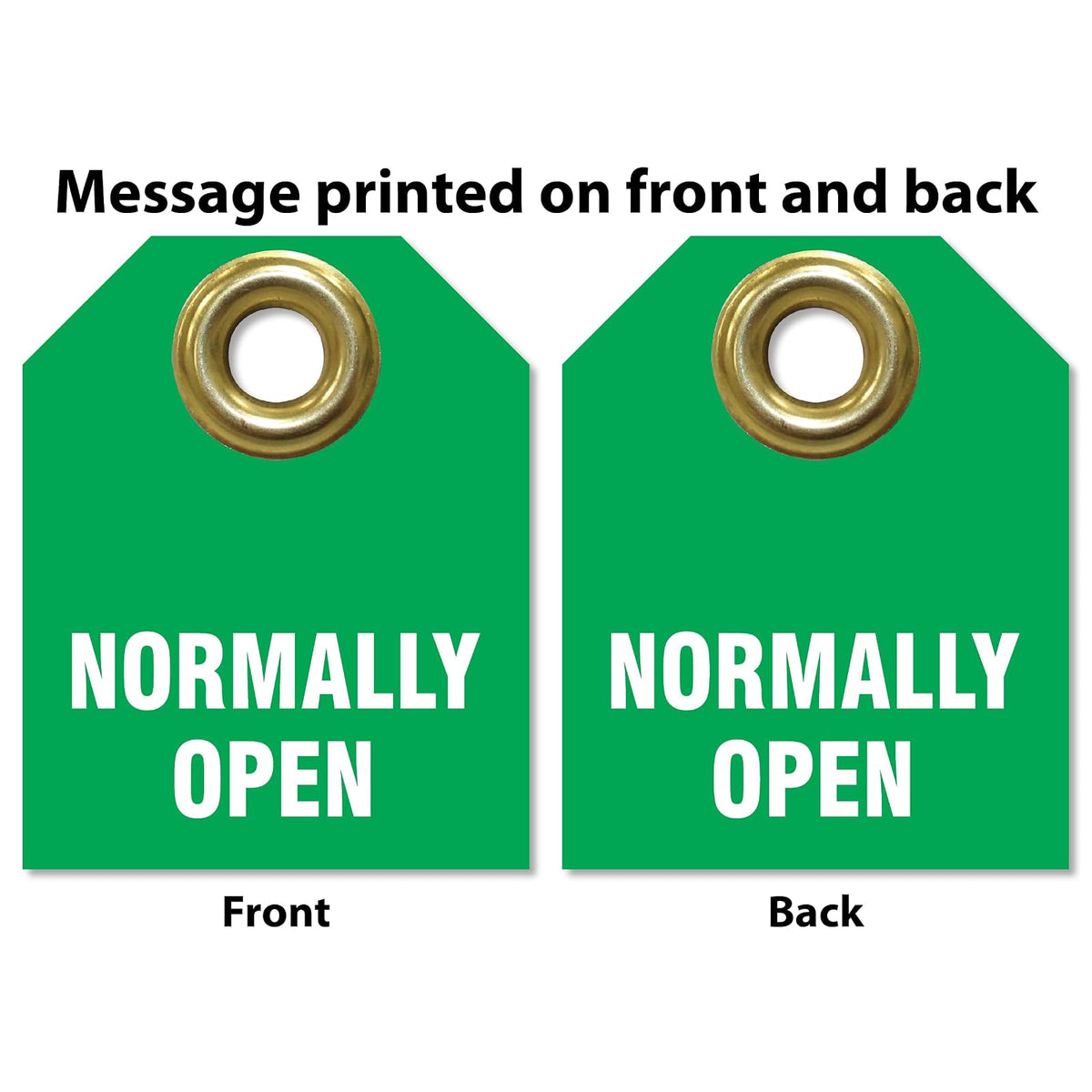 Accuform TDW222 Plastic "Normally Open" Valve IDENTIFIER Tag, 2-1/2" H x 2" W, White on Green (Pack of 5)