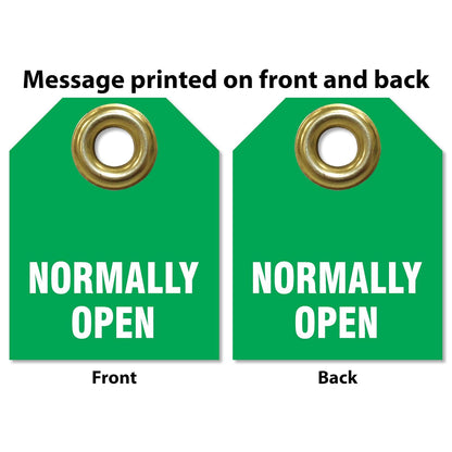 Accuform TDW222 Plastic "Normally Open" Valve IDENTIFIER Tag, 2-1/2" H x 2" W, White on Green (Pack of 5)
