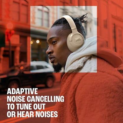 JBL Tune 780NC - Auriculares inalámbricos adaptables con cancelación de ruido con potente sonido bajo puro de alta resolución JBL y sonido espacial, con hasta 76 horas de duración de la batería, carga
