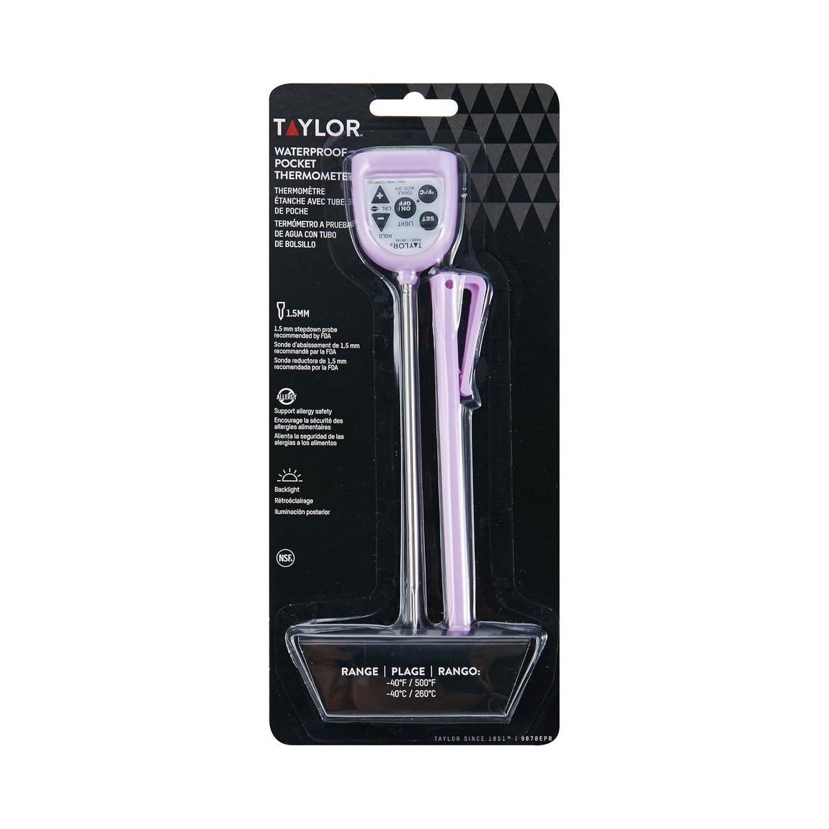 Taylor Precision Products - 9878EPR Termómetro digital de bolsillo impermeable para alérgenos