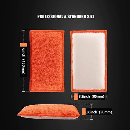 SPTA - Esponja de Limpieza Interior de Automóvil, 8 Unidades, aplicador de Cera de Microfibra para Automóvil, Barco, Madera, mármol y Motocicleta, 6 x 3.3 x 0.8 Pulgadas, Naranja
