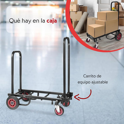 Pyle Carro de Mano 8 en 1 Ajustable Profesional, Capacidad de 150kg, Carro de Plataforma Plegable y Ligero, Ideal para Equipaje, Mudanzas, Almacenes y Envíos, Se Extiende de 64 cm a 101 cm