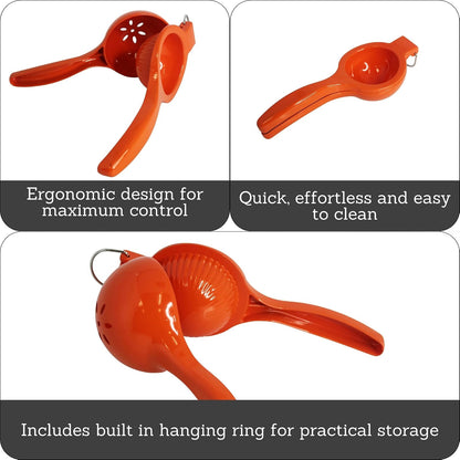 IMUSA USA VICTORIA-70009 Exprimidor de naranjas y cítricos, naranja | Acabado de metal desnudo, anillo colgante integrado, ideal para exprimir limones y limas, herramienta de cocina diaria