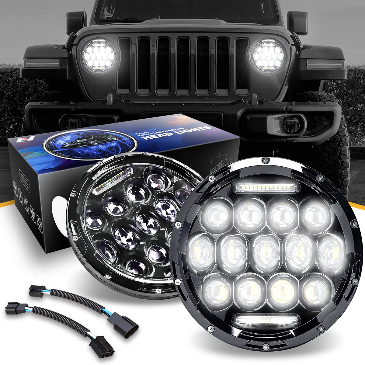Nuvision Lighting NVL-FL-001 Luz Antiniebla LED 4" Aprobada DOT - 7" Headlights - Proyector LED DRL con señal de giro