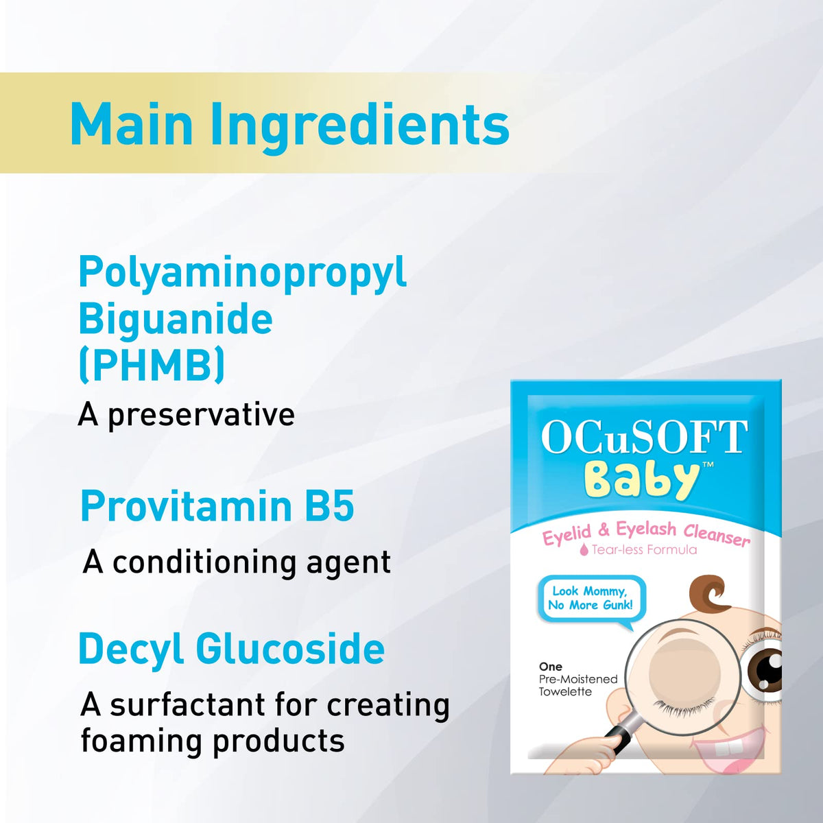OCuSOFT Baby Eyelid and Eyelash Cleanser, Pre-Moistened Towelette, 20 Count