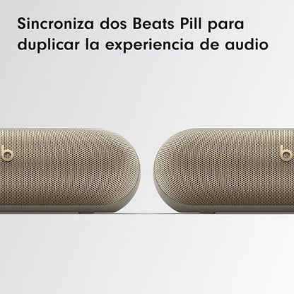 Beats Pill (Última versión)– Altavoz Bluetooth portátil, hasta 24 Horas de batería, Resistente al Agua, Compatible con Apple y Android, Sonido Potente para el hogar, Exteriores y Viajes– Champán