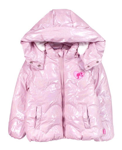 Chamarra Acolchada con Capucha Desmontable para Niña, Lila - Barbie - 4 - Rosado