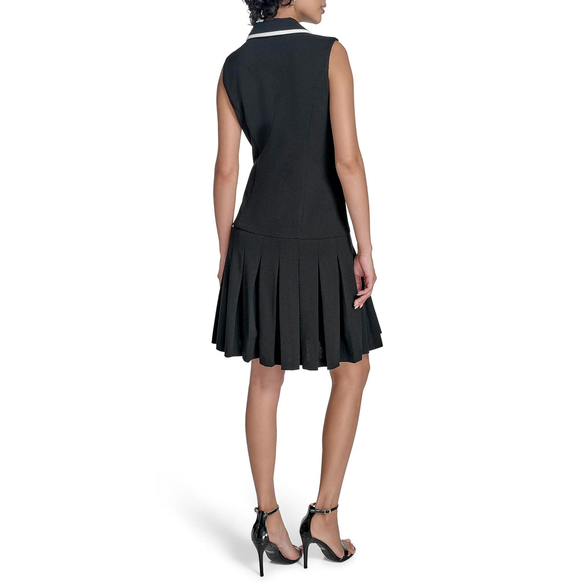 Calvin Klein Crepe Sleeveless Collared Neck Dress Vestido Mujer
