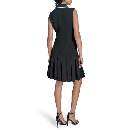 Calvin Klein Crepe Sleeveless Collared Neck Dress Vestido Mujer