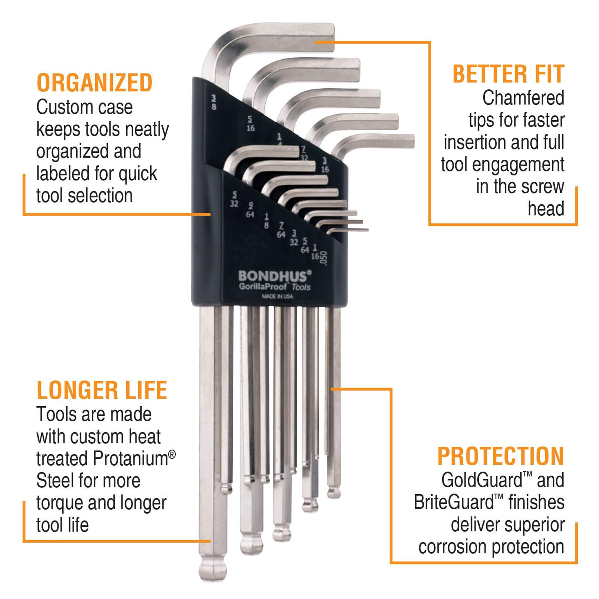 Bondhus 20399 GoldGuard/ - Llave en L (doble paquete 16937 (.050-3/8) y 38099 (1,5-10 mm)