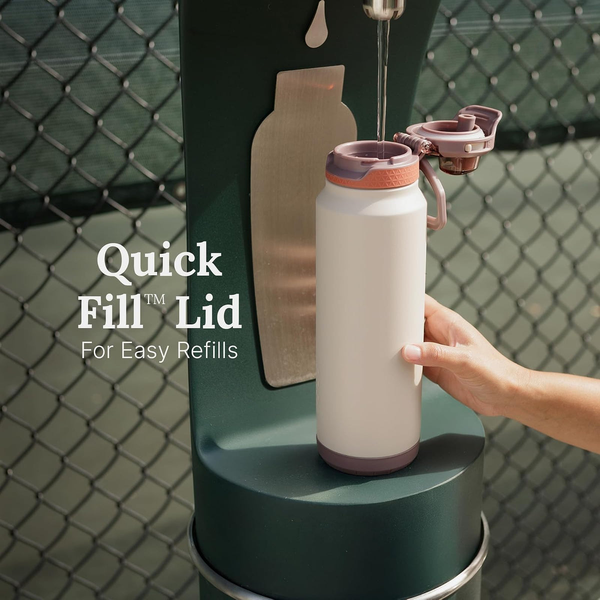 ZULU Powerfill Pro - Botella de agua de acero inoxidable de 32 onzas con tapa de llenado rápido, metal aislado al aspiradora de triple pared, tapa de bloqueo a prueba de fugas, beber y chug,