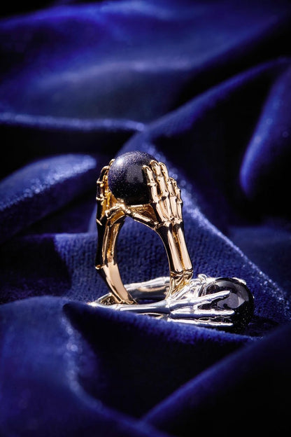 Alex and Ani - Anillo de bola de vidrio, sin níquel, elegante pieza de declaración, tamaño 7, anillo grueso hecho a mano de estilo gótico
