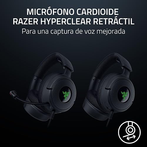 Razer Kraken V4 X Auriculares con Cable para Juegos: Altavoces de 40 mm - Micrófono Cardioide - Almohadillas de Espuma con Memoria - Iluminación RGB Chroma - Cable Tipo C y Tipo A - para PC, Mac, PS5
