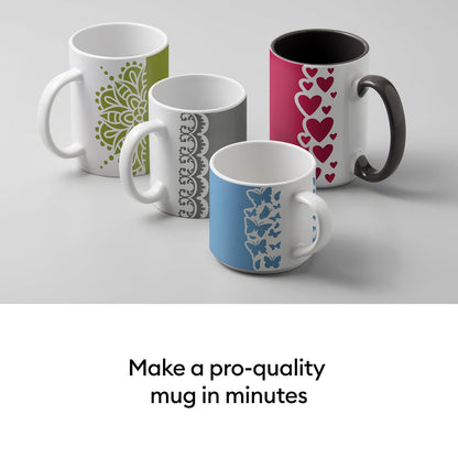 Cricut Taza apilable de cerámica en blanco, 10 onzas, 300 ml (6 unidades) – Taza personalizada – Funciona con hojas de transferencia de tinta infusible Ink, bolígrafos, marcadores y sublimación