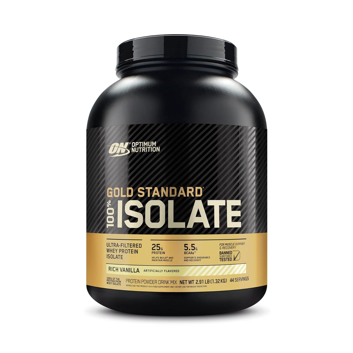 Optimum Nutrition Gold Standard 100% Isolate Proteína Whey en Polvo - Vainilla - 2.91 LB