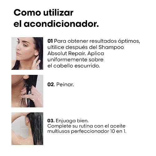 L'Oréal Professionnel Absolut Repair Acondicionador 200ml | Para cabello seco y dañado. Acondicionador que repara y da brillo con proteínas y omega 9, uso después del shampoo.