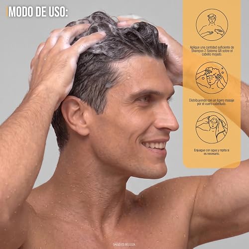 SISTEMA GB Shampoo 2 Hombre, Con Piritionina de Zinc y Climbazol que refuerzan la acción anticaída y cuidan el cuero cabelludo donde nace el pelo, Frasco con 230ml
