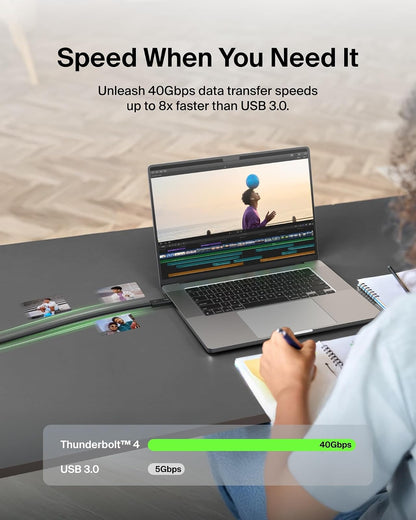 Belkin Cable Thunderbolt 4 Certificado | 1M (3.3FT), USB-C, 100W PD, USB 4, TB4/TB3 Compatible