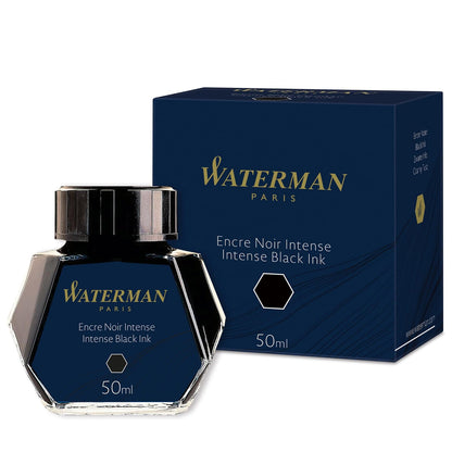 Waterman Botella de tinta para plumas estilográficas, 50 ml, marrón absoluto, Botella de tinta, Negro intenso, Intense Black