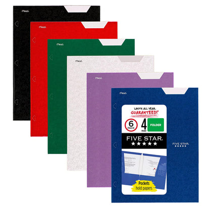 Five Star Carpeta de 4 Bolsillos Paquete de 6 - Primarios