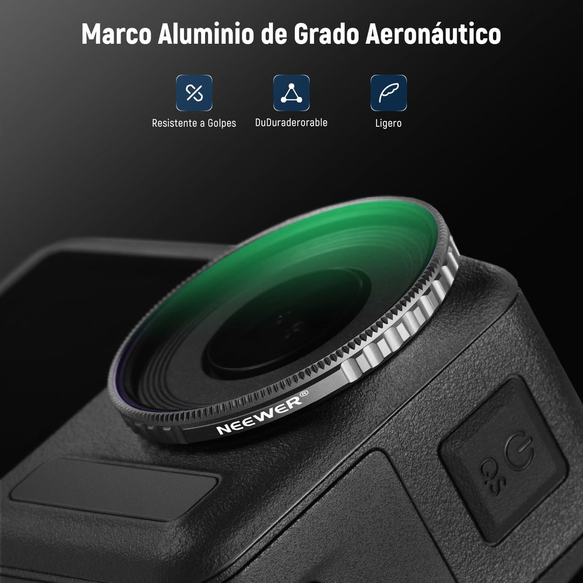 Neewer - Juego de filtros ND Compatible con dji Osmo Action5 Pro/Action4, Paquete de 6 ND8 ND16 ND32 ND64 ND1000 CPL+Kit de Filtro de Densidad Neutra, Accesorios de cámara de acción, Vidrio óptico HD