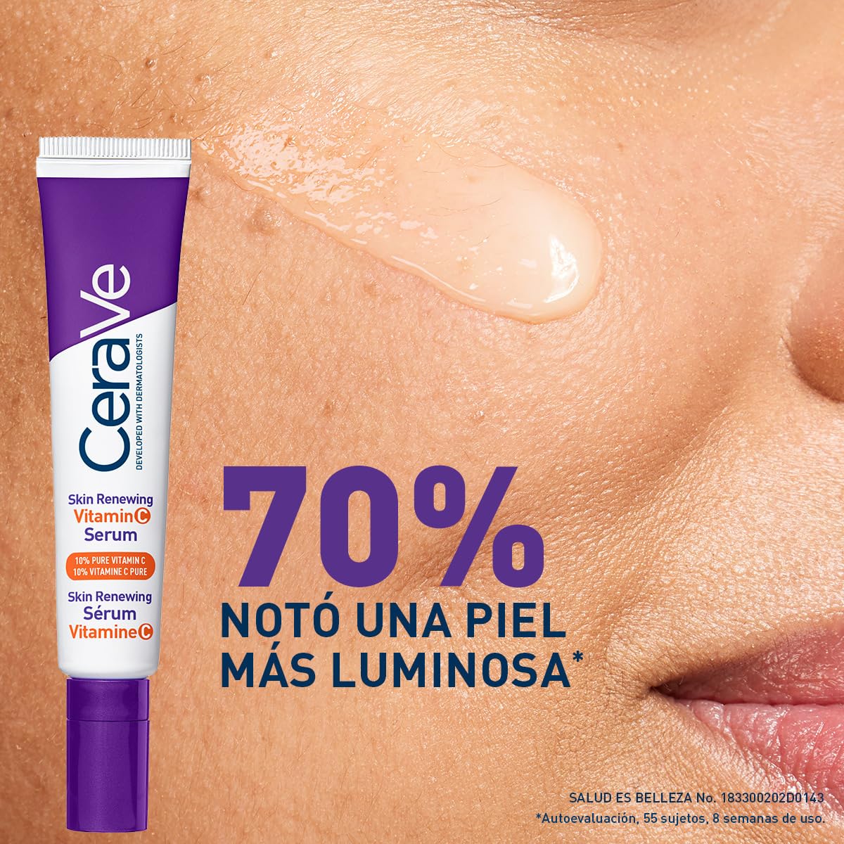 CeraVe Skin Renewing Vitamina C Sérum Facial, Todo Tipo de Piel, 30 ml | Con 3 Ceramidas Esenciales y Ácido Hialurónico, ilumina la piel, unifica el tono y reduce la apariencia de líneas finas