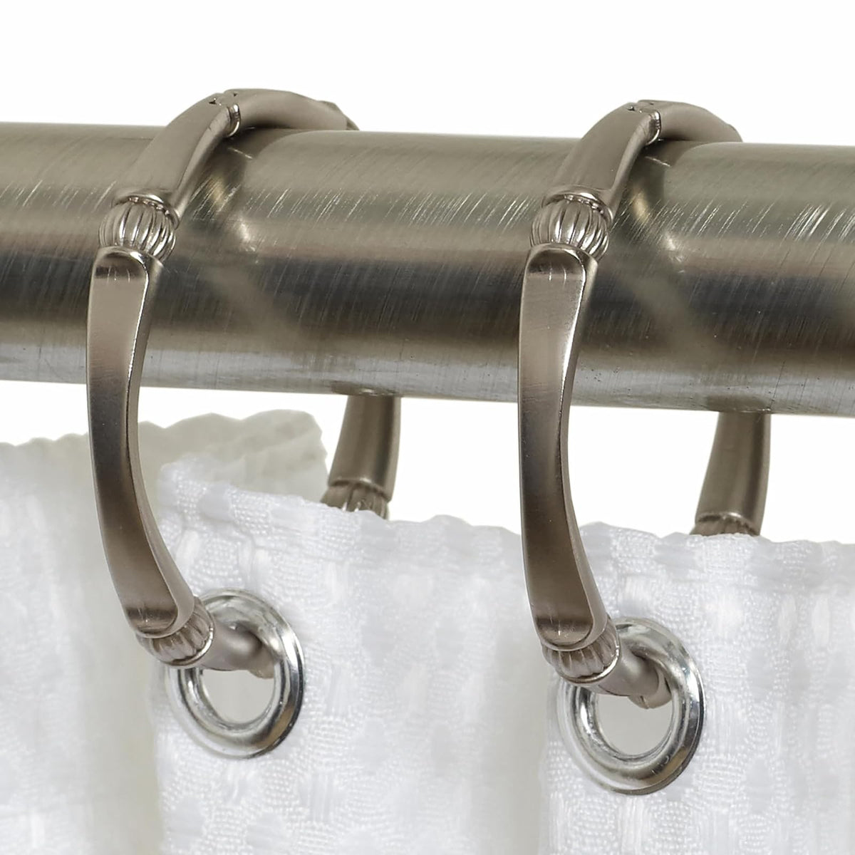 Zenna Home NeverRust - Anillos de Ducha Decorativos de Aluminio inoxidables, Juego de 12, níquel Cepillado