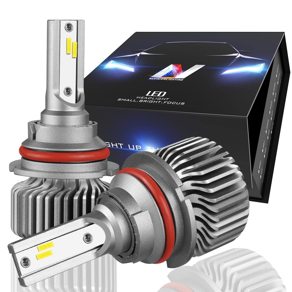 Nuvision Lighting Kit de Conversión de Bombillas 9007 HB5 LED 10000 Lúmenes 60W, Diseño Delgado, Plateado, NVL-SLS-9007