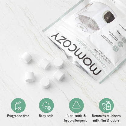 Momcozy Bloque de Lavado Oficial para Lavadora de Biberones KleanPal Pro, 120 Tabletas de Detergente