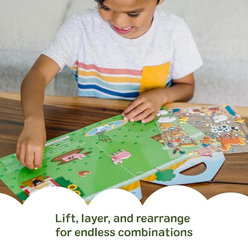 Melissa & Doug En la Granja: Set Autoadhesivos Esponjosos, Libros de Actividades, Juego de Pegatinas Esponjosas Reutilizables, Fondo de Doble Lado, 52 Pegatinas