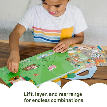 Melissa & Doug En la Granja: Set Autoadhesivos Esponjosos, Libros de Actividades, Juego de Pegatinas Esponjosas Reutilizables, Fondo de Doble Lado, 52 Pegatinas