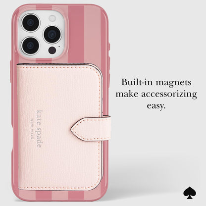 Kate Spade New York - Funda para iPhone 16 Pro MAX, diseño de Rayas de Coral Rosa
