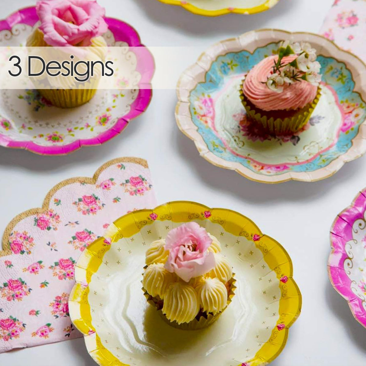 Talking Tables Platos de fiesta de té floral clásico | Paquete de 24 vajilla desechable de 7 pulgadas verdaderamente deliciosa para fiesta de cumpleaños, baby shower, boda, aniversario