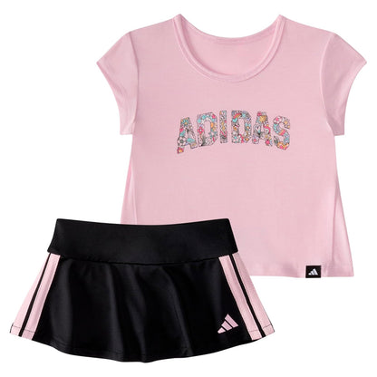 adidas Short Sleeve Pleated Tee Shirt and Flounce Skort Set Conjunto de 2 piezas de playera y faldaBebé-Niñas