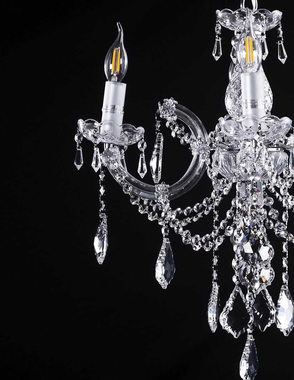 Candil Colgante Gamalux María Theresa 4 Luces Cristal Alta Calidad Plata Modelo RG5006-4L CH Lámpara moderna con acabado cromado y cristal cortado para estilo exclusivo