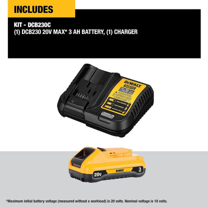 DEWALT DCB230C Kit de batería 20V MAX + Cargador 3 Ah