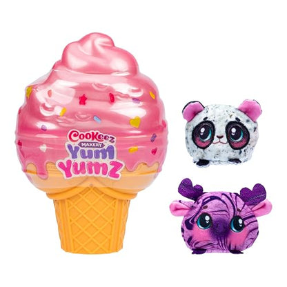 Cookeez Makery - Yum Yumz, 2 Peluches Sorpresa, Cono de Helado, Ninas 4+ | Peluches con aroma dulce, mecanismo de giro para revelar sorpresa, incluye stickers